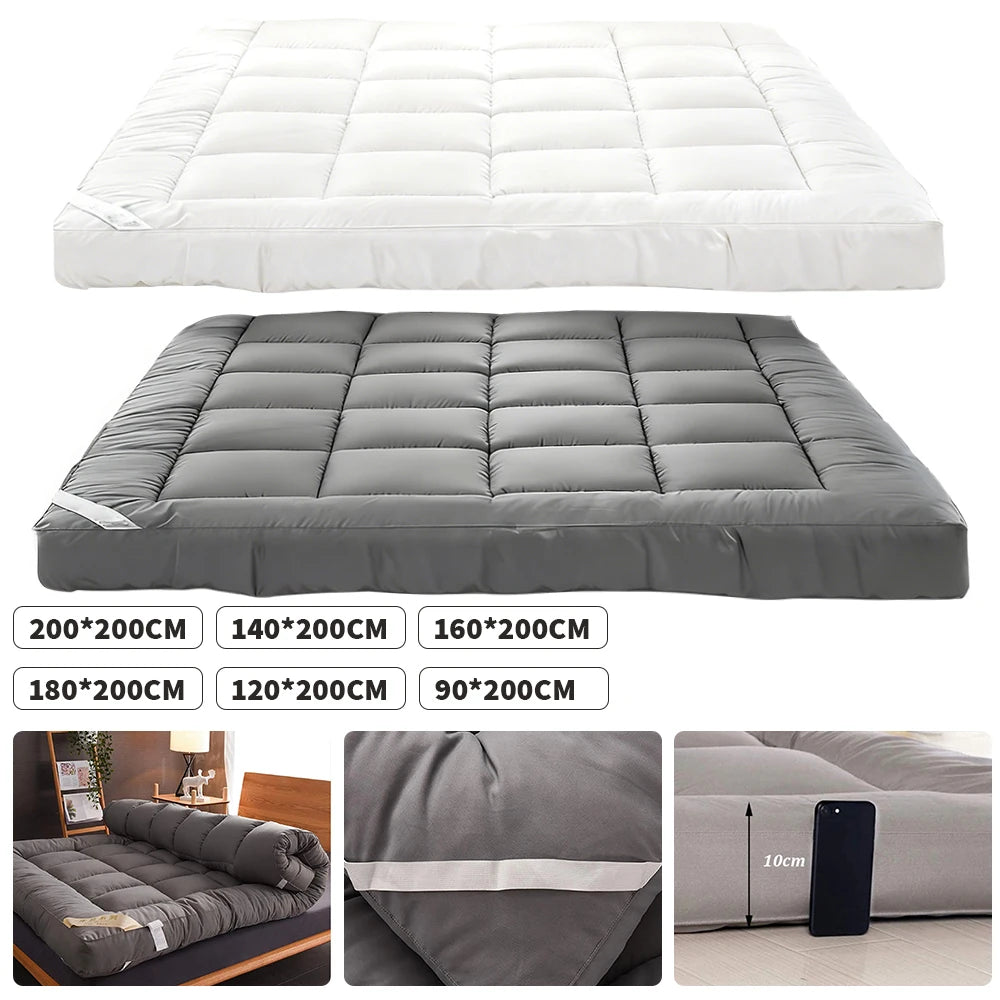 Thickened 3D Fiber Mattress – Soft Cushion, Non-Slip with Band, Multiple Sizes, Bedroom Mattress