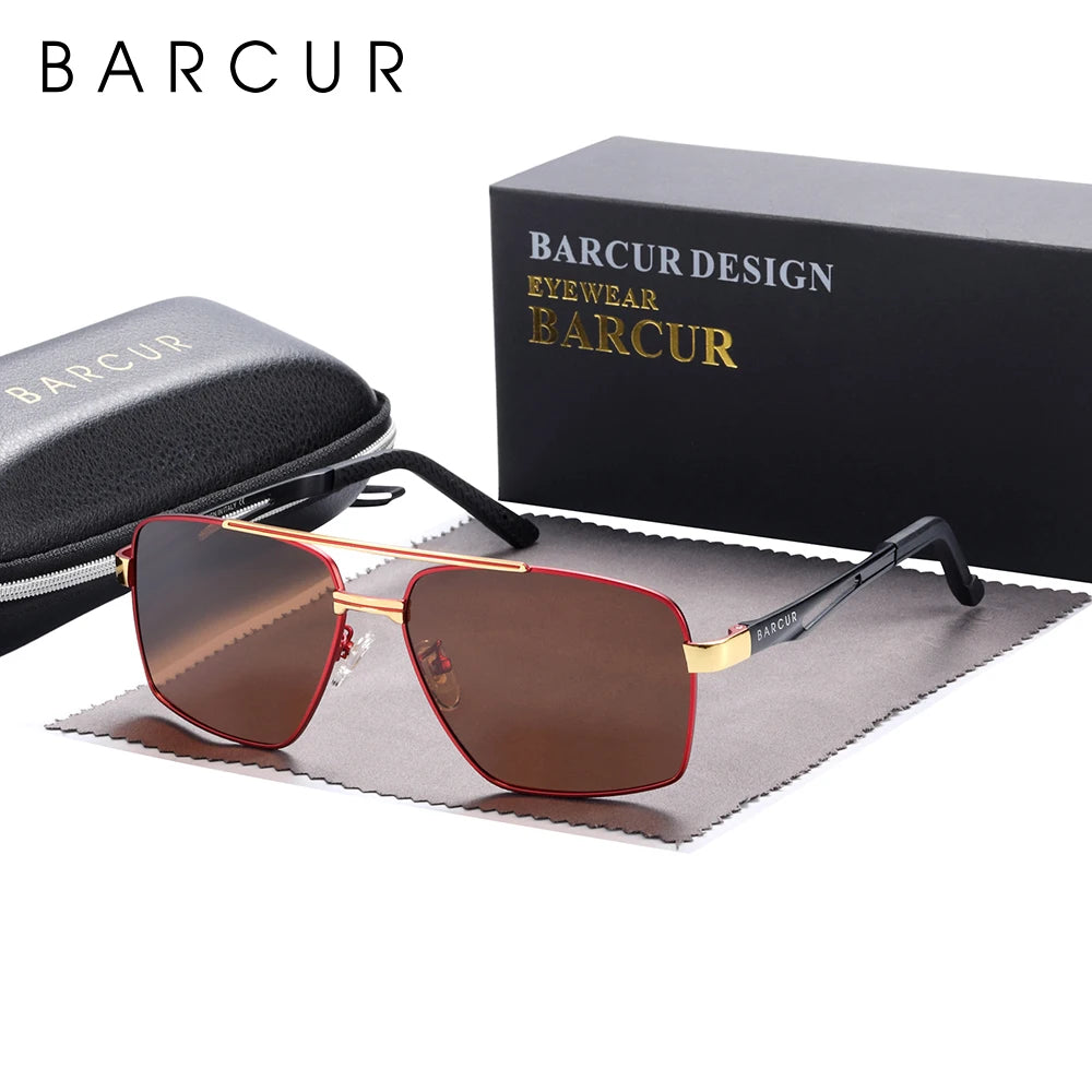 BARCUR Pilot Style Metal Frame Sunglasses | HD Polarized Mirror UV400 for Men & Women