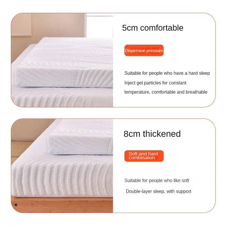 Cooling Gel Memory Foam Mattress Topper – 8cm Thick, Removable Cover, Pain Relief