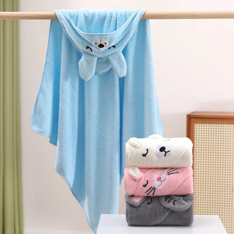 Cute Cartoon Hooded Baby Bath Towel – Soft Newborn Bathrobe & Swaddle Wrap for Boys & Girls