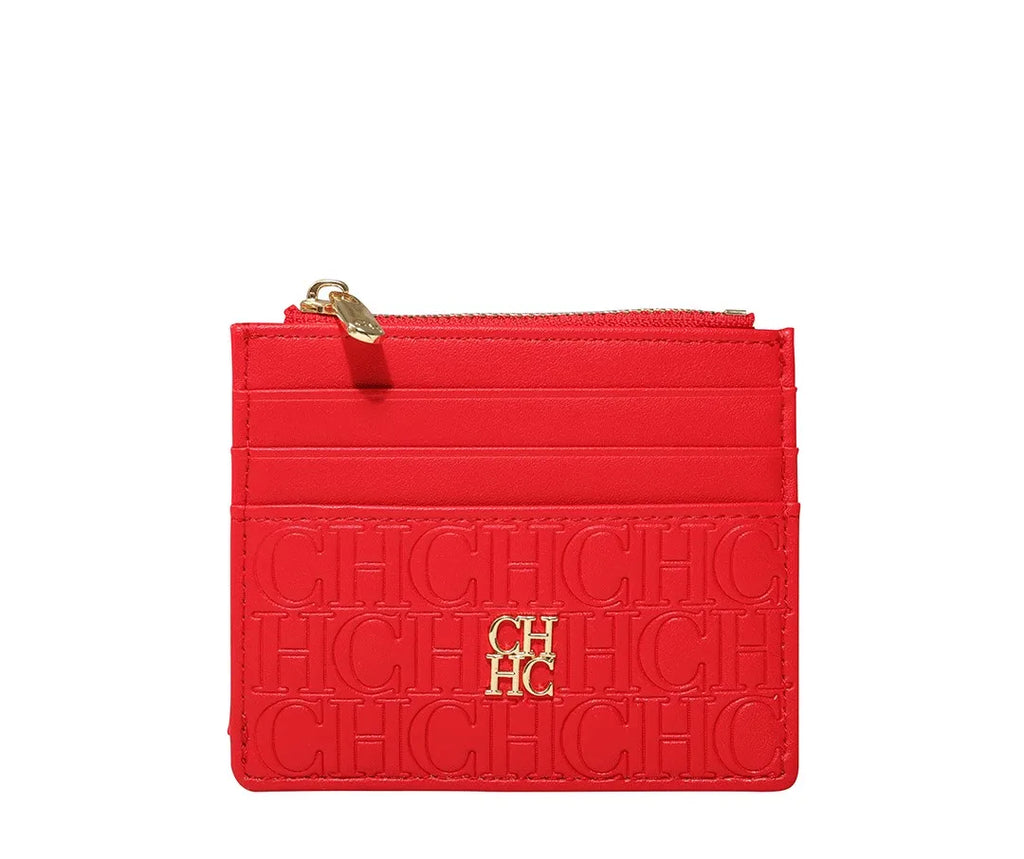 CH Letter Accent PU Leather Card Case Wallet – Elegant Compact Designer Wallet for Women