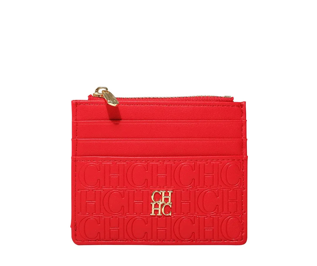 CH Letter Accent PU Leather Card Case Wallet – Elegant Compact Designer Wallet for Women