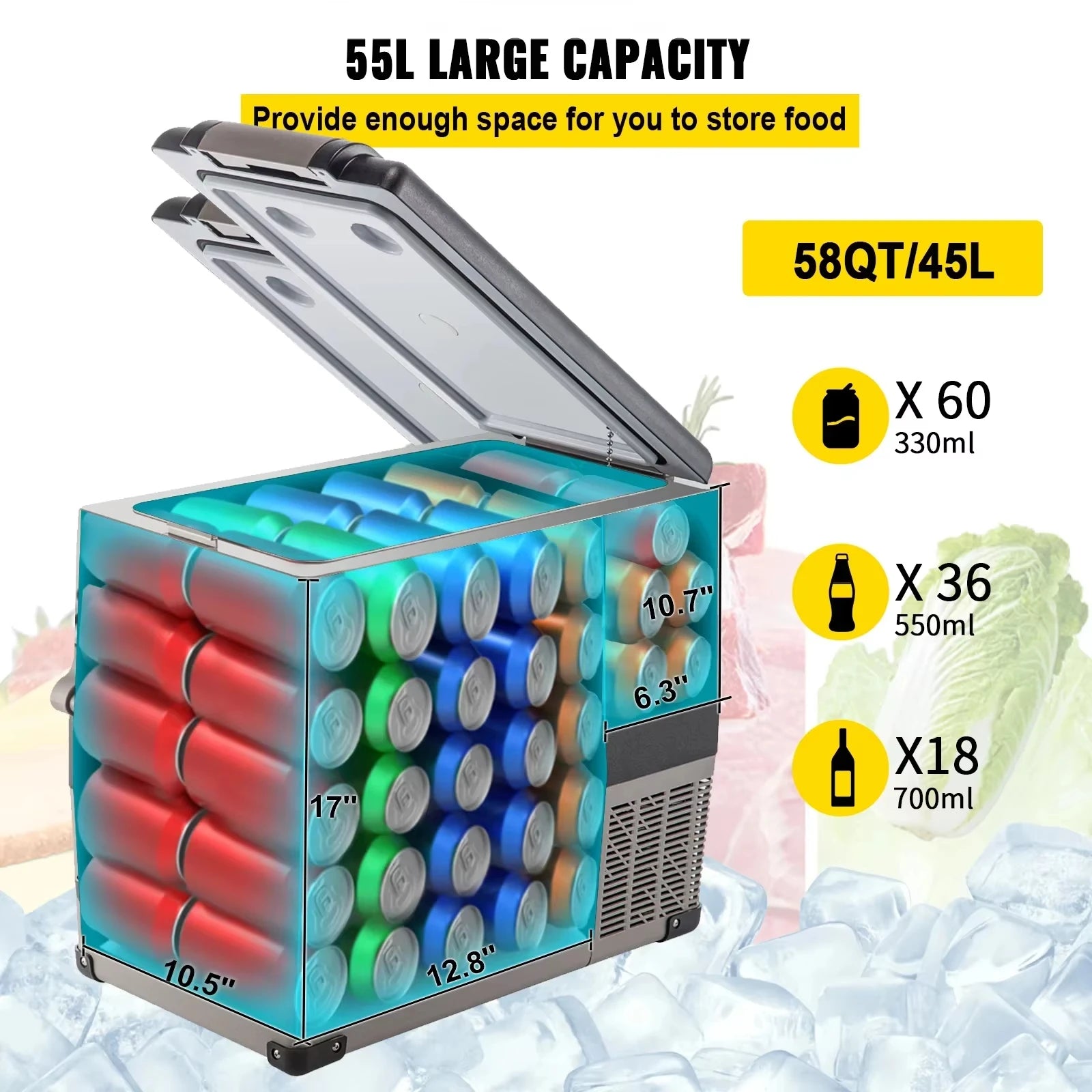 SIHAO Car Refrigerator — 20L 22L 35L 45L 55L Portable Compressor Mini Fridge Freezer DC 110-240V for Camping & Ice Box