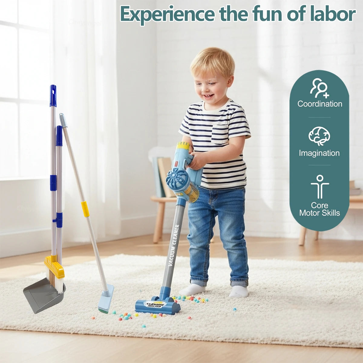 Kids Electric Vacuum Cleaner Toy Set – Simulation Housekeeping Role Play Educational Toy for Toddlers