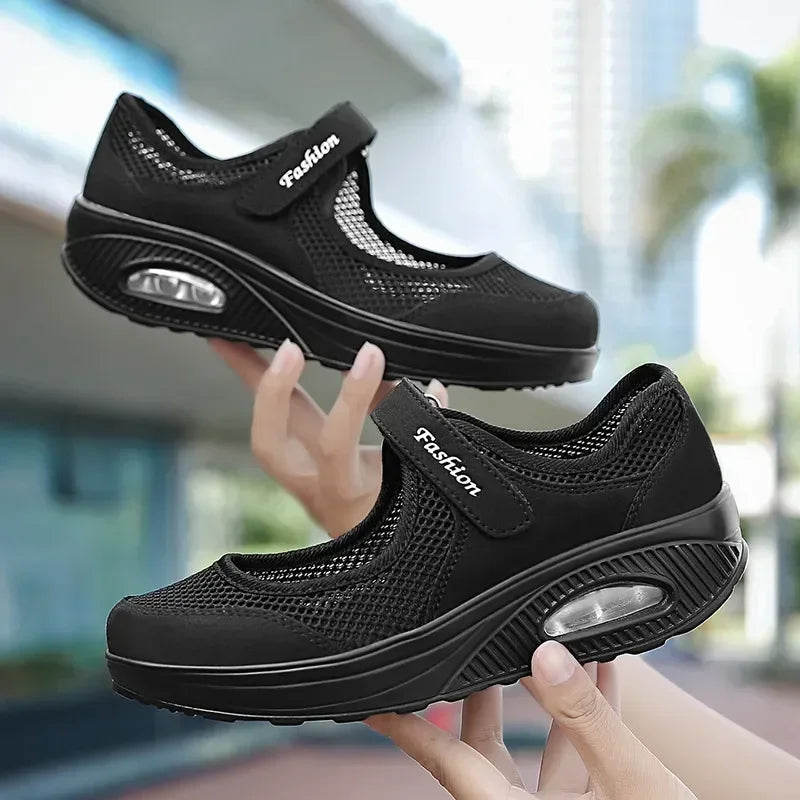 Women's Air Mesh Hook-and-Loop Casual Shoes