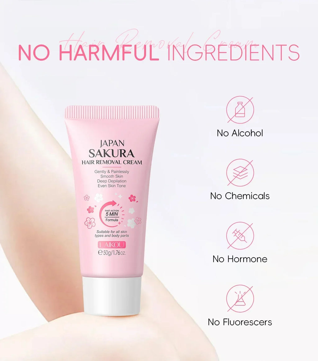 LAIKOU Hair Removal Cream For Men Women Body Intimate Areas Skin Care Moisturizing 50g