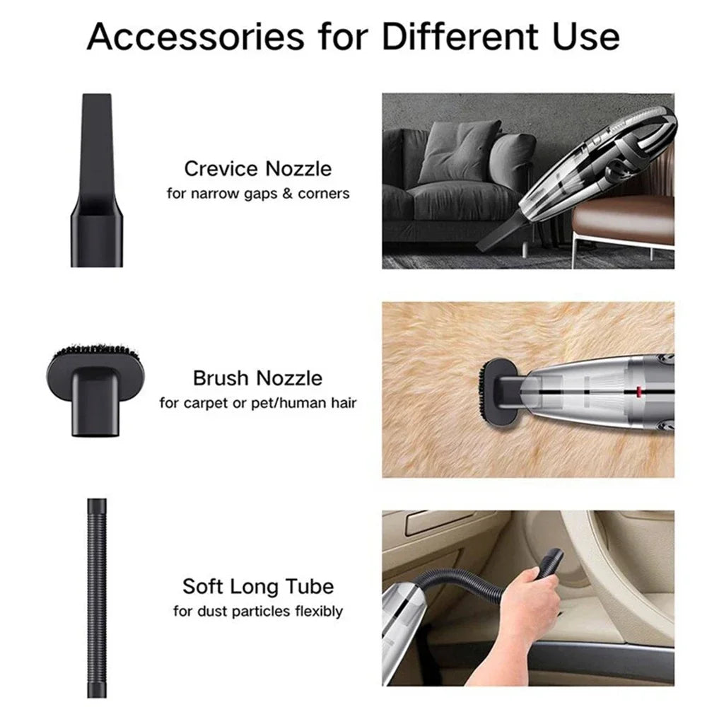 Cordless Handheld Car Vacuum — 6000Pa Wet & Dry Portable Vacuum with HEPA Filter