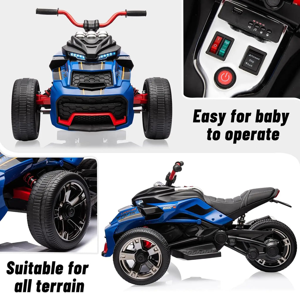 12V Kids Ride-On ATV – Three-Wheel Electric Toy with Remote