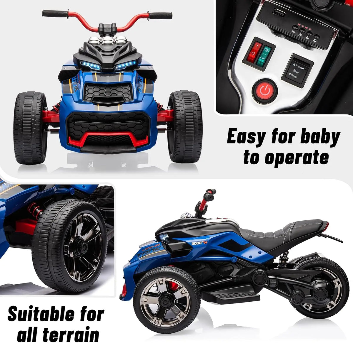 12V Kids Ride-On ATV – Three-Wheel Electric Toy with Remote