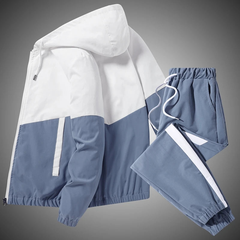 Men's Hip Hop Hooded Tracksuit Jacket & Pants Set – Jogger Sport 2-Piece Suit