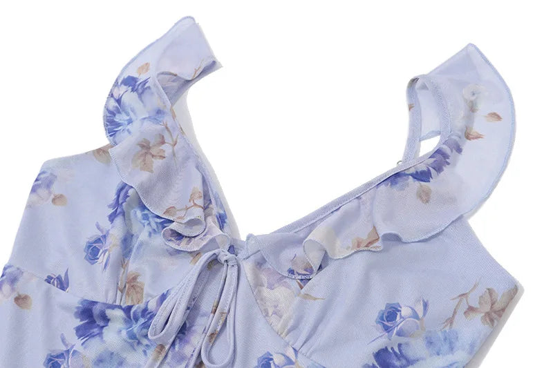 Floral Plunge Backless Maxi Dress — Sexy Fairy Beach Vacation Dress