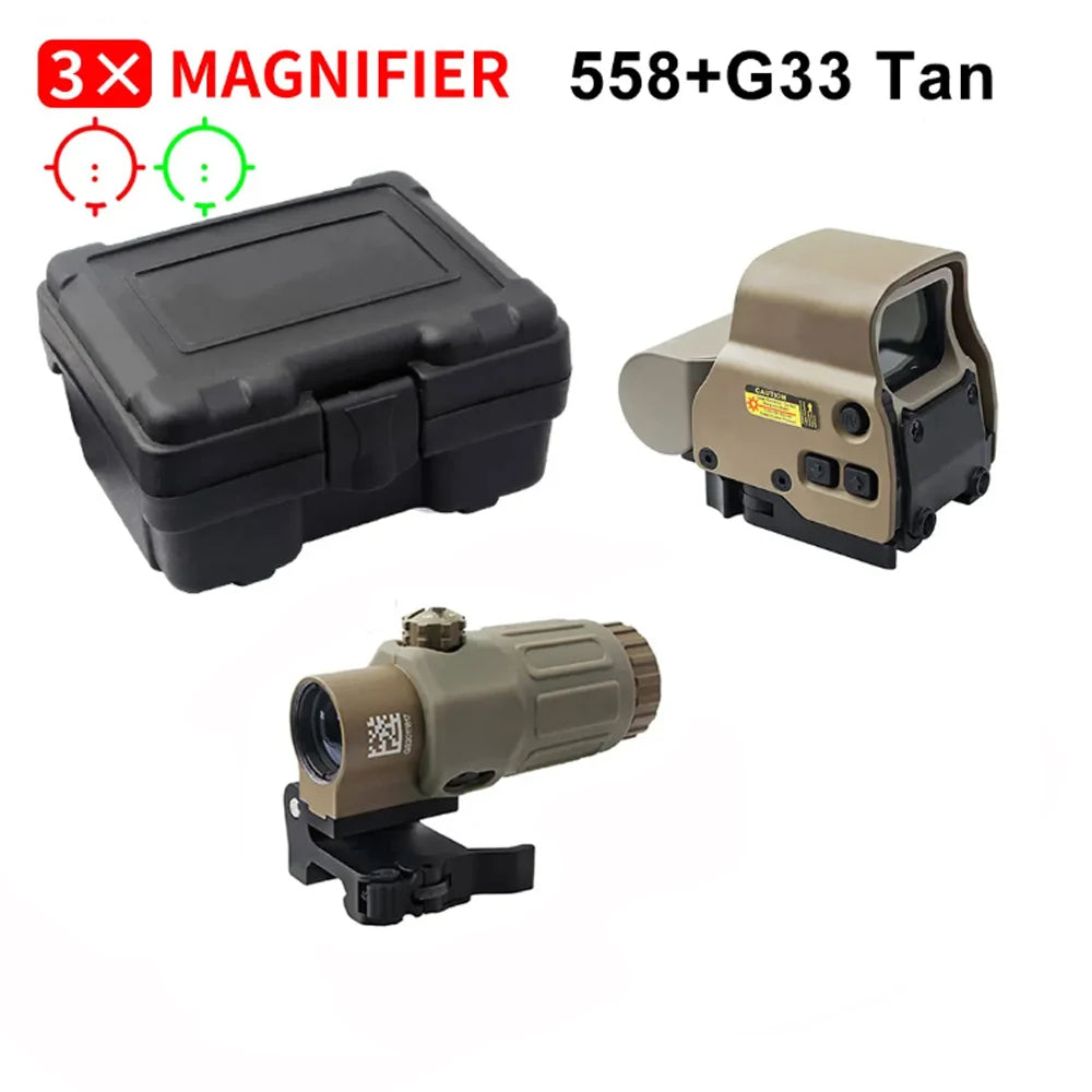 558 Holographic Red Dot Sight with G43 Magnifier — Tactical Hunting Optic, 20mm Rail Mount