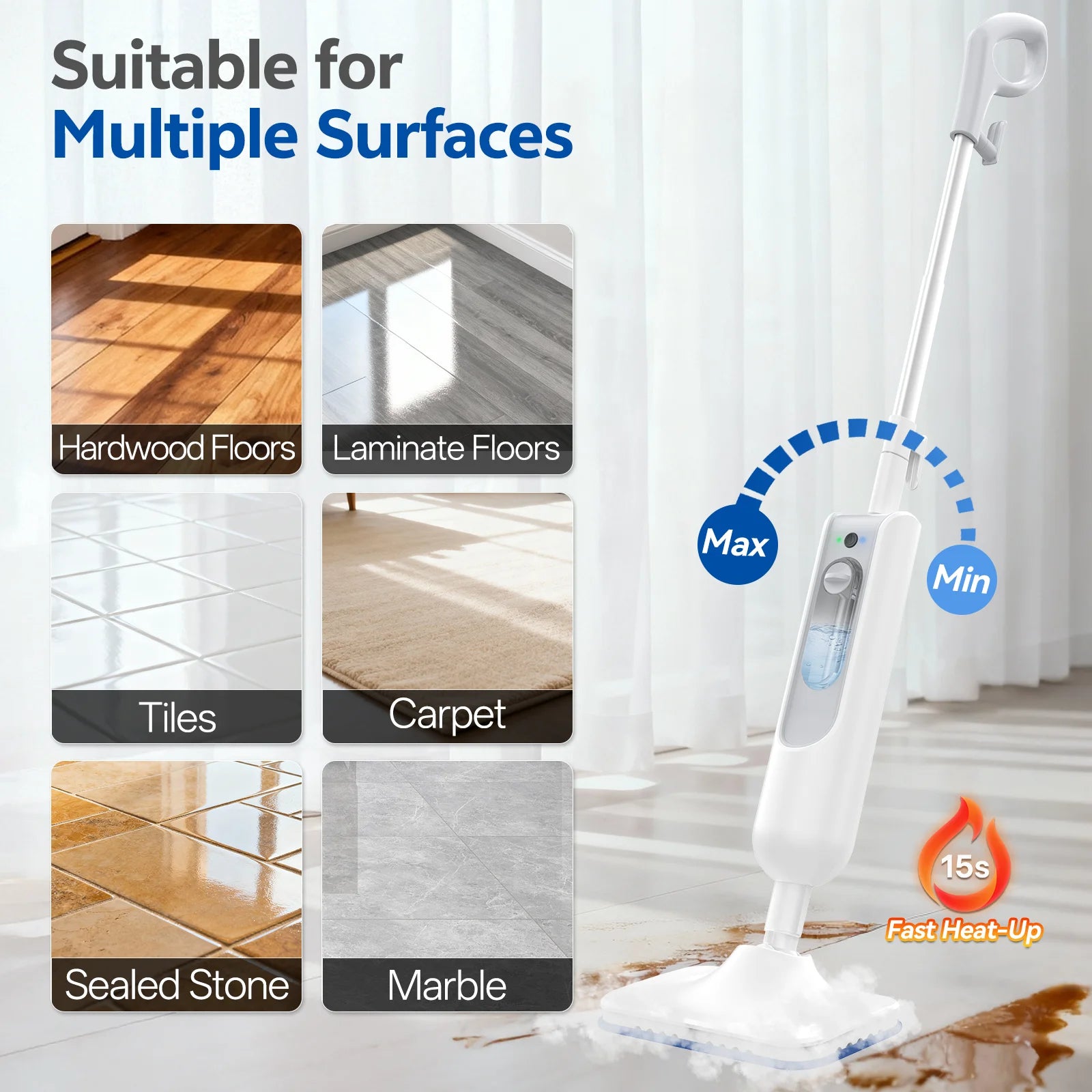 INSE 6-in-1 Powerful Steam Mop — High-Temperature Detachable Scrubbing Steam Cleaner for Hard Floors, Carpet & Kitchen