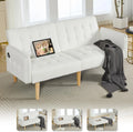 Sofa, Bed & Charging Station in One — TYBOATLE 65" Futon Sofa Bed | 2 USB Ports, Tufted Linen, Adjustable Loveseat for Small Spaces