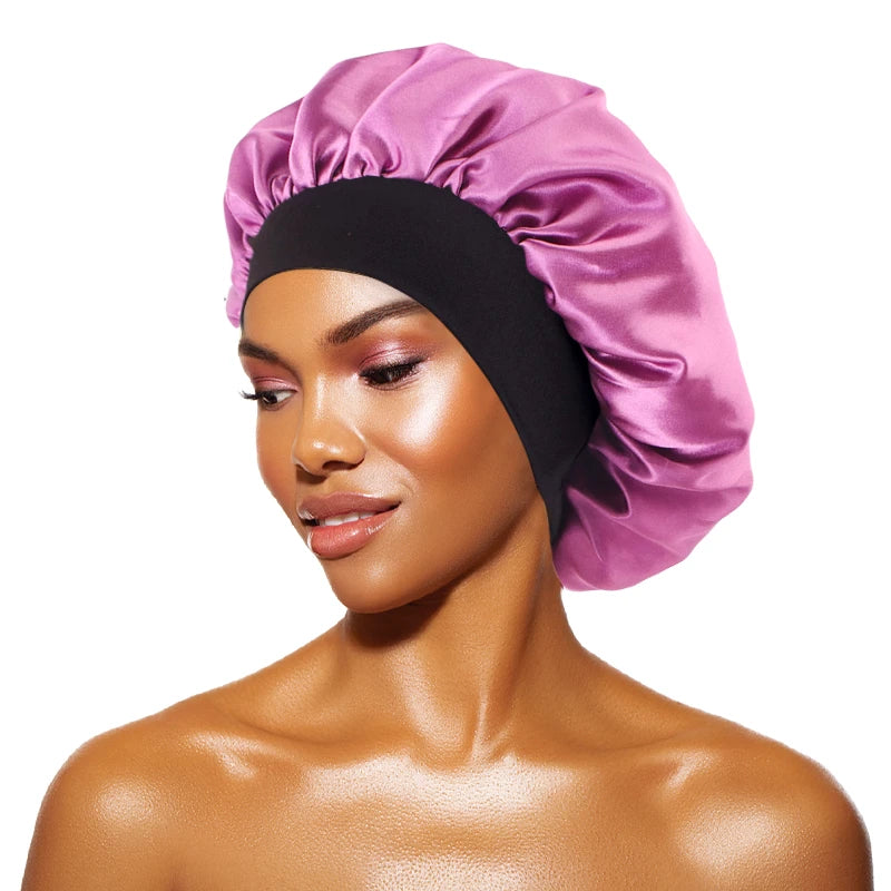 Satin Sleep Bonnet — Wide-Brim Hair Care Cap