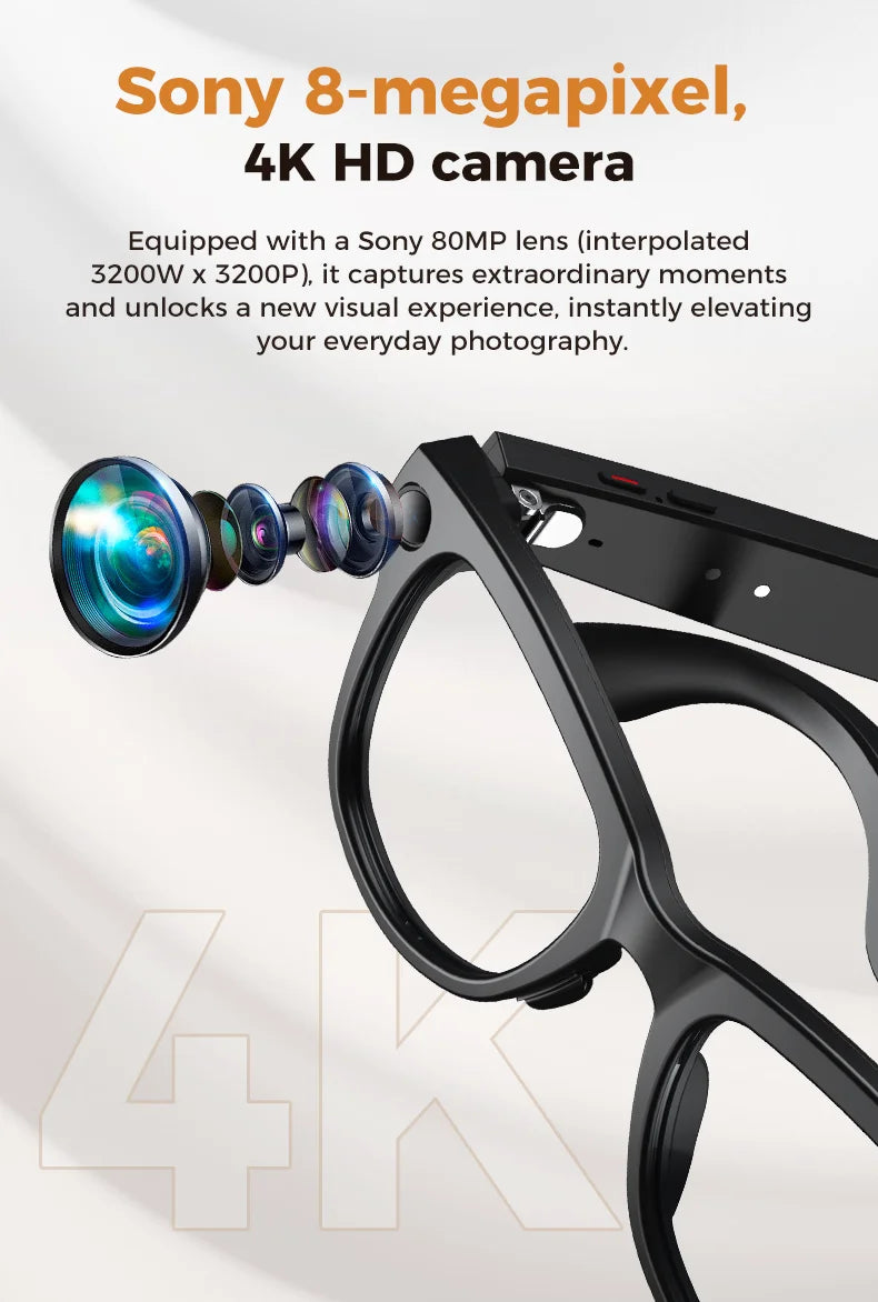 2026 AI Smart Glasses – 4K Camera, 120+ Language Translation, 3600mAh Power Bank, Bluetooth 5.3
