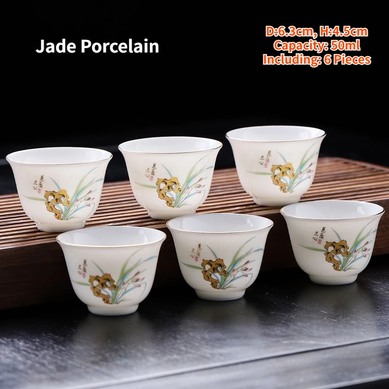 Porcelain Teacup Set – Six 60ml Tea Tasting Cups