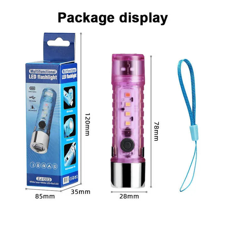 800 Lumen EDC Pocket Flashlight – 6 Modes, Magnetic Tail, USB Rechargeable for Camping & Hiking