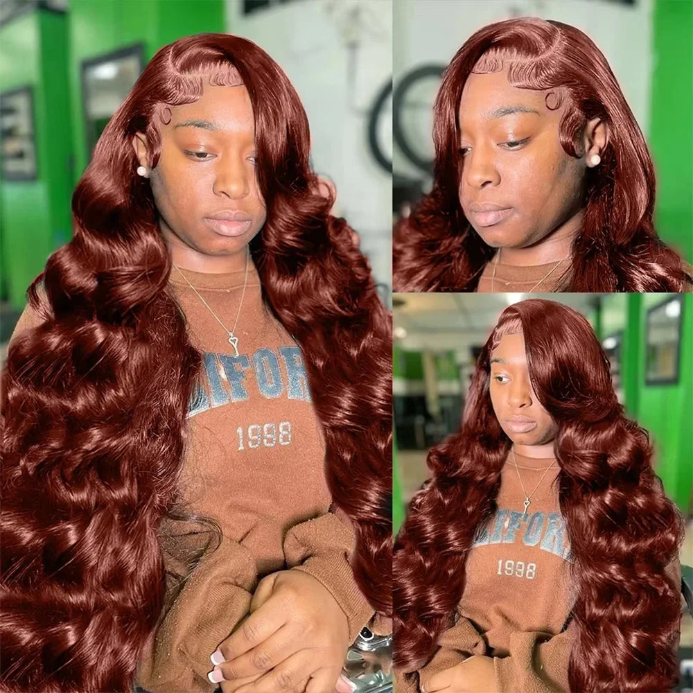 Reddish Brown Body Wave Glueless Wig | 250% Density 7x5 13x4 13x6 HD Lace Pre-Cut Wear & Go Human Hair