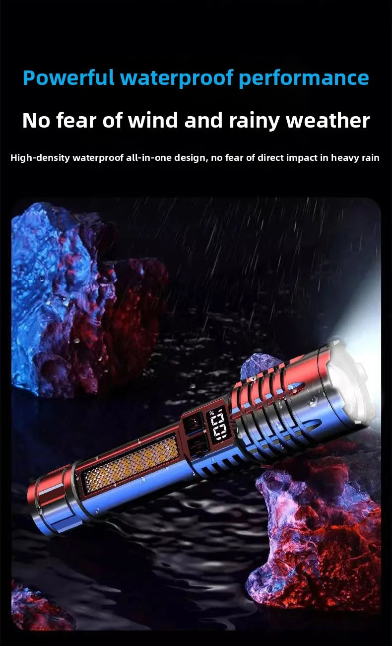 1000 Lumen LED Flashlight with COB Side Lamp – Type-C Rechargeable, 7 Modes, IPX5 Waterproof
