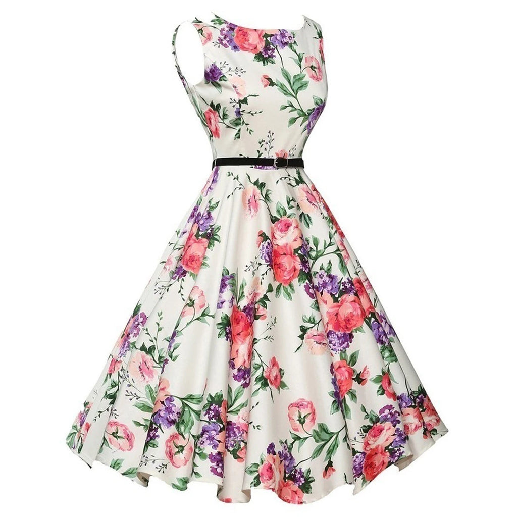 Floral Retro Swing Vintage Rockabilly Dress – Summer Casual Women's Vestido