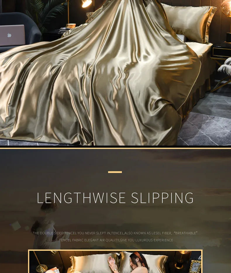 Pure 100% Silk Bedding Set – Luxury Soft Duvet Cover, Bed Sheet & Pillowcases, Twin to King