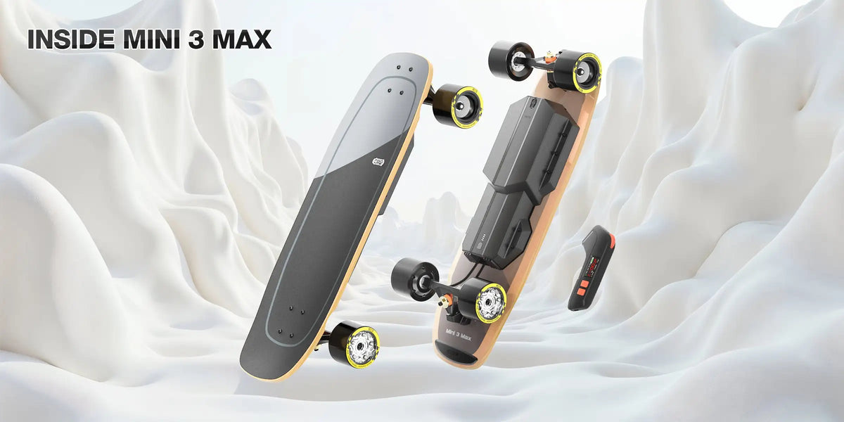 Meepo Mini 3 Max Electric Skateboard – Remote Control, 4-Wheel Dual-Drive, 20mi Range, 265LBS, IPX4 Waterproof
