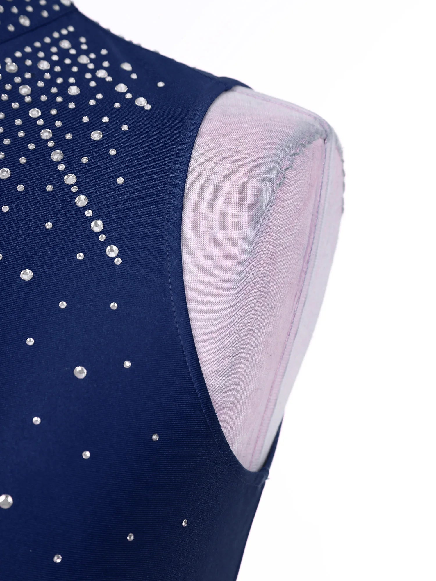 Rhinestone Maxi Sleeveless Contemporary Dance Dress — Mock Neck Wide Hemline Lyrical Leotard