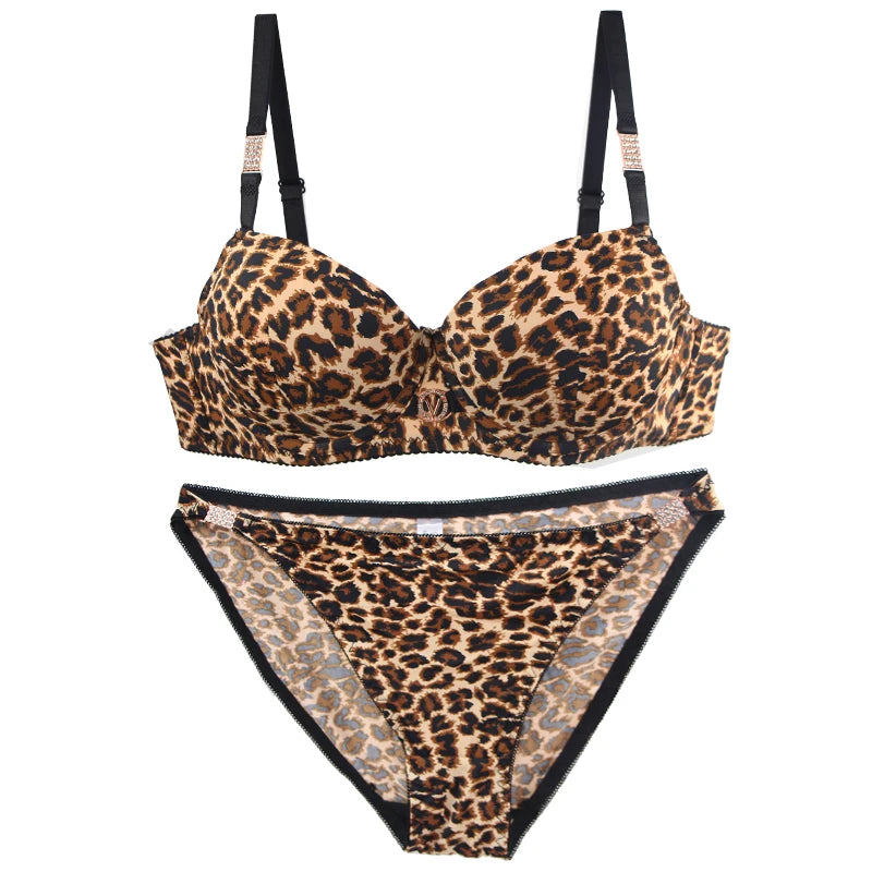 Sexy Leopard Print Push-Up Bra & Underwear Set