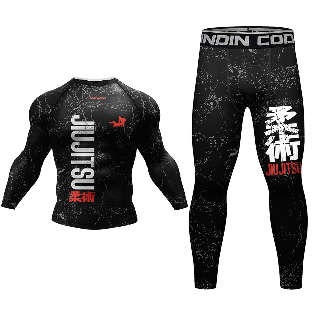 MMA BJJ Compression T-Shirt, Pants & Muay Thai Shorts Rash Guard – Multi-Piece Fitness Sport Suit