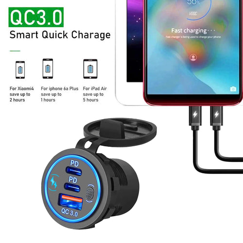 78W Fast Car Charger — PD3.0 & QC3.0 Dual USB-C