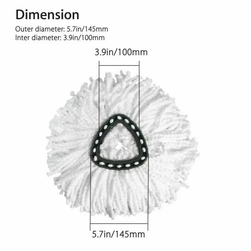 360° Spin Mop Microfiber Replacement Refill Head — Easy Wring 2-in-1 Turbo Floor Mop Refill