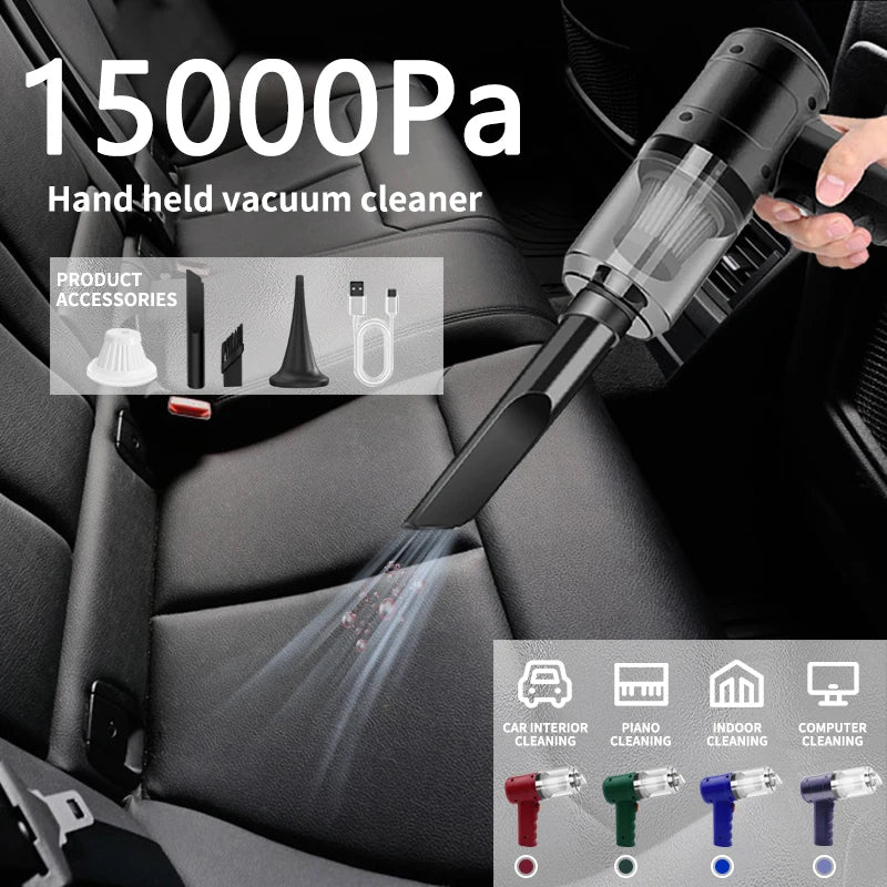 Cordless Car Vacuum Cleaner – 15,000Pa, 4 Nozzles