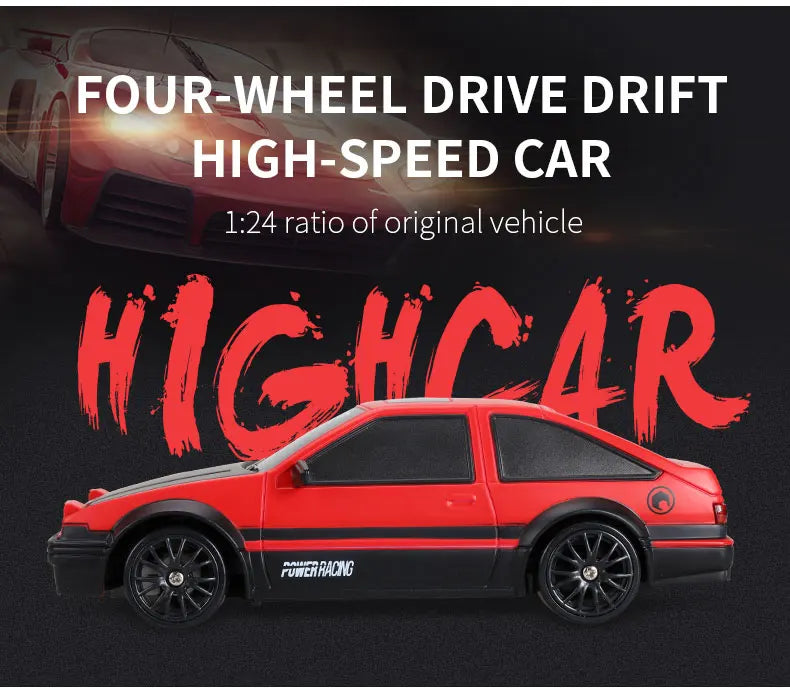 1:24 Scale 4WD RC Drift Car – 20KM/H High Speed LED Racing Vehicle