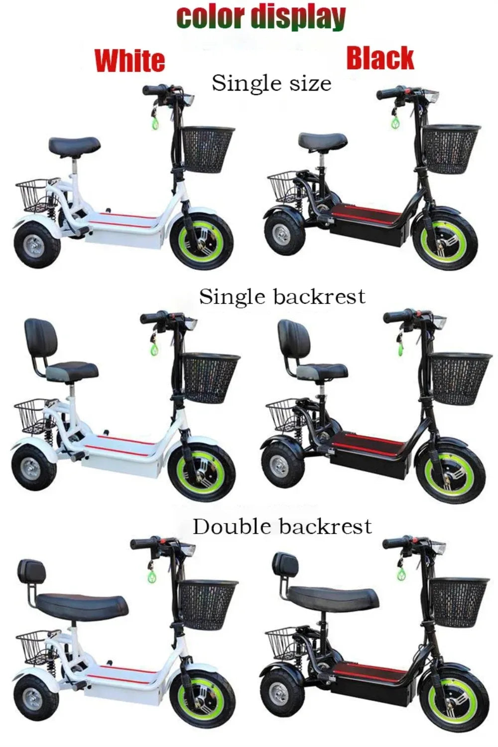 3-Wheel Electric Mobility Scooter for Adults, Folding Tricycle with Basket