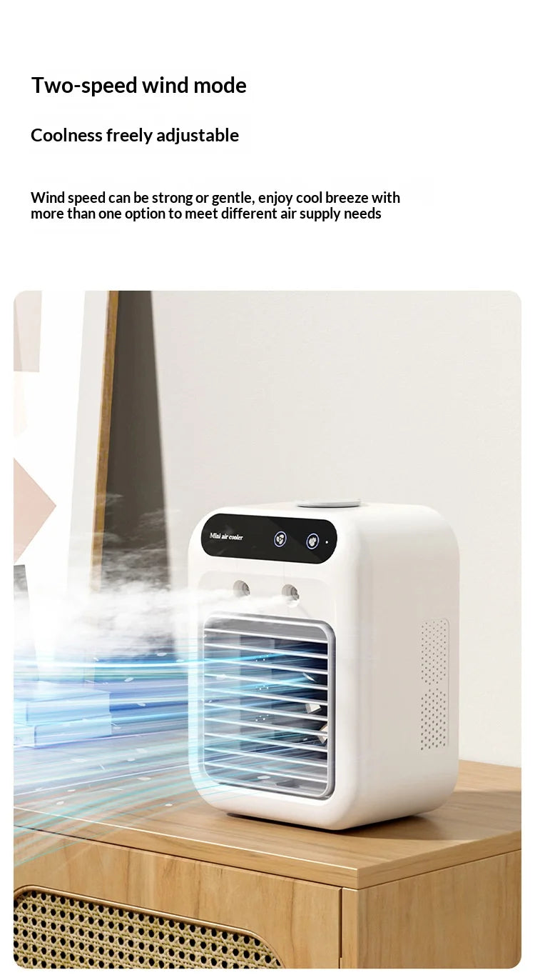 Portable Spray Air Cooler — Desktop Evaporative Humidifier Fan & Mobile Air Conditioner for Home & Dorm