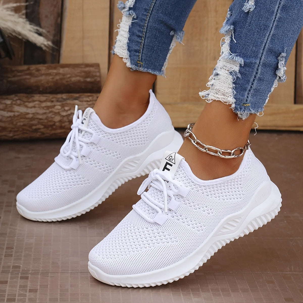 Women's Knit Leisure Sports Shoes – Soft Sole Running & Tennis Sneakers