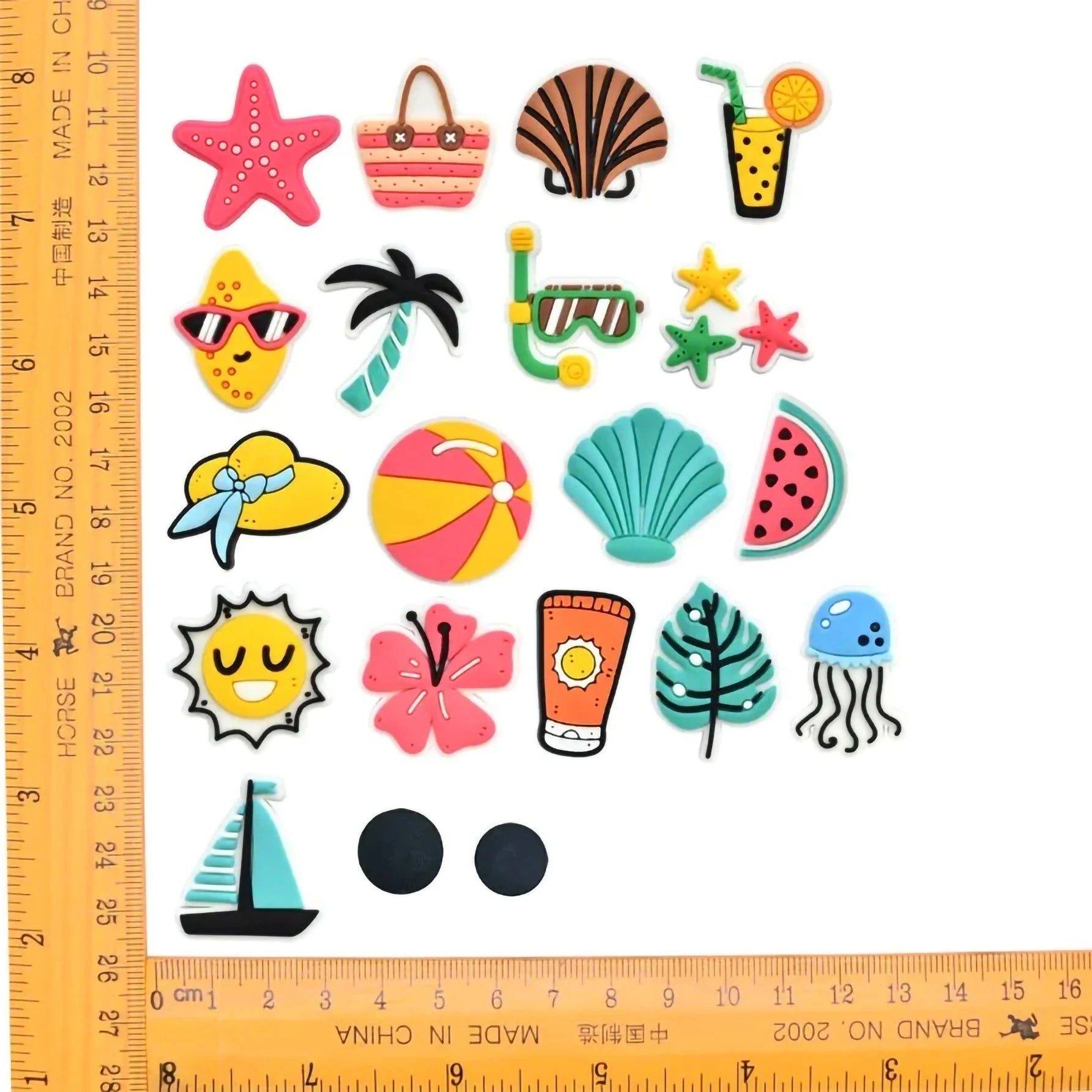 18pcs Lovely Bags Accessories Rubber Summer Decoration Women Beach Bag Tote Handbag Random Pairing Decorative Buckles Inser