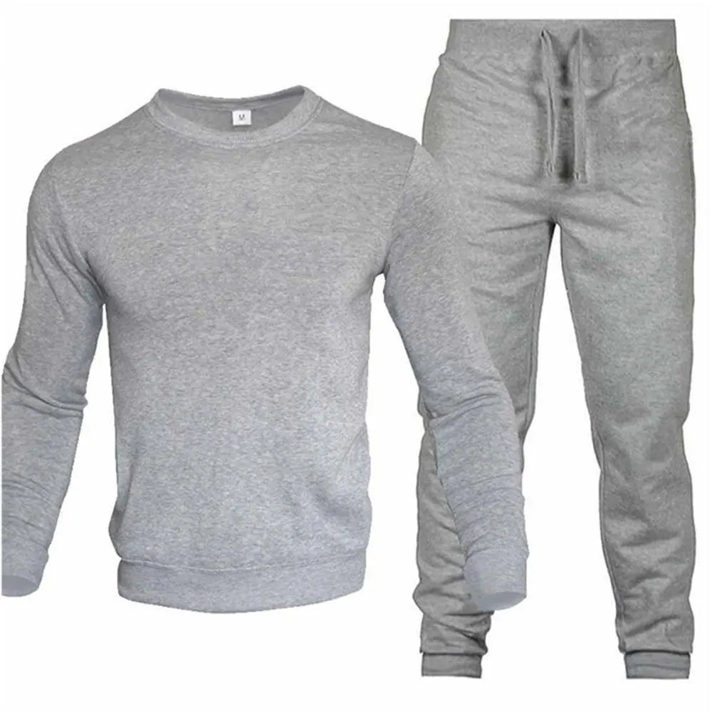 Men's Hooded Sweatshirt & Drawstring Pants Set – Casual Sport Running 2-Piece Tracksuit