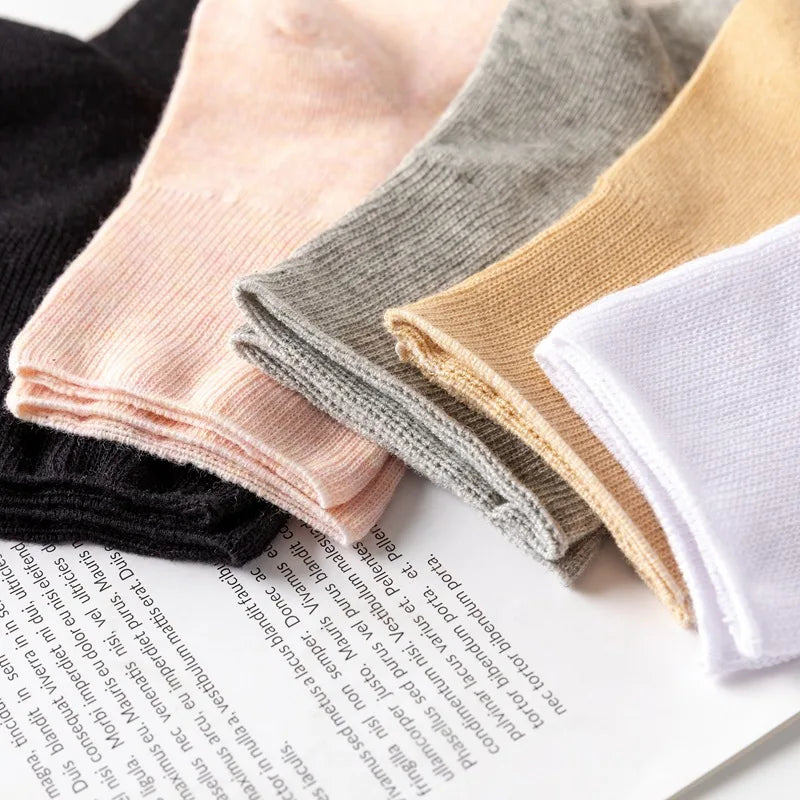 Women's Diabetic Non-Binding Socks – 5 Pairs for Pregnant, Elderly & Everyday Comfortable Breathable Black & White
