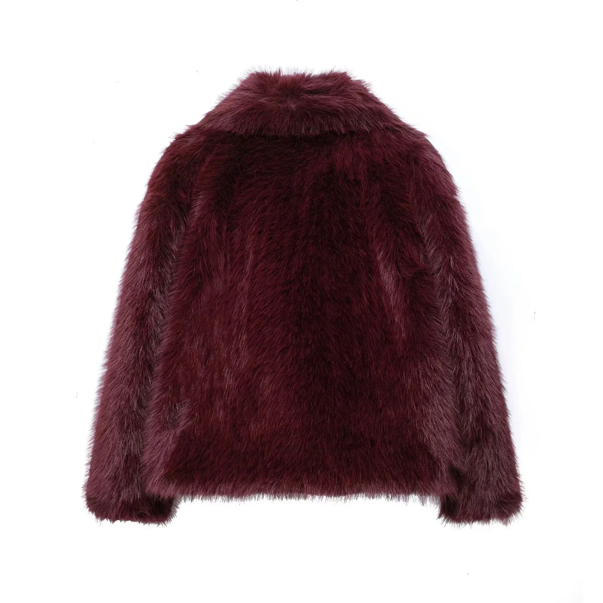Women's Oversized Faux Fur Jacket – Single-Breasted Elegant Warm Coat