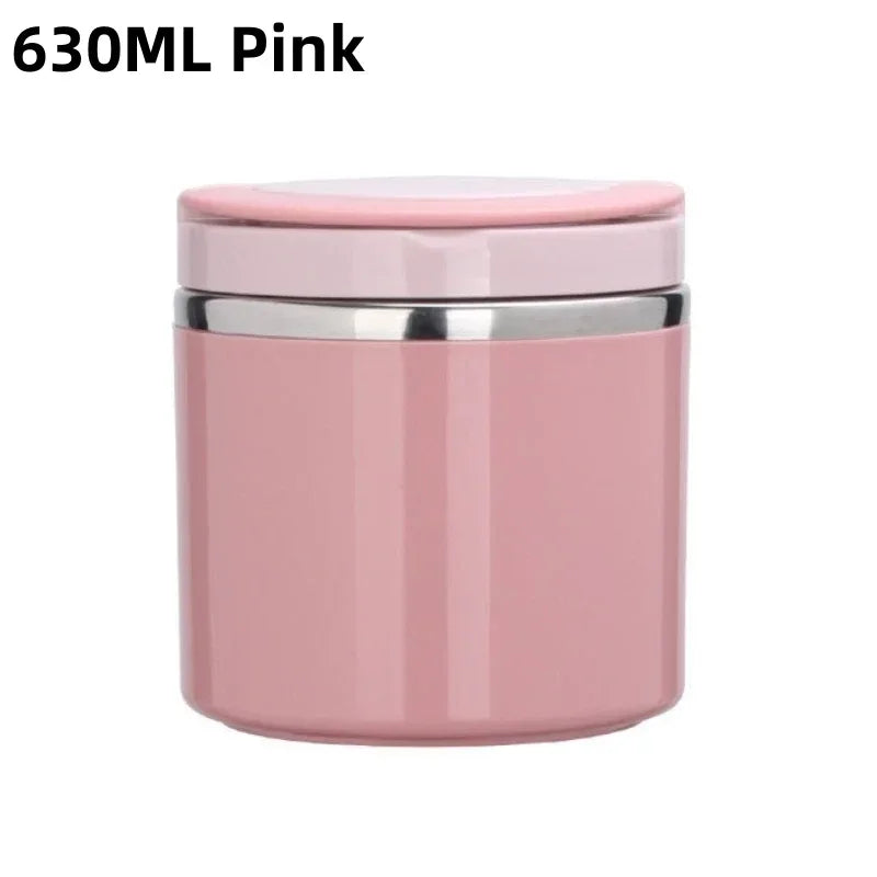 JUSTINLAU 630ml/1000ml Insulated Food Thermal Jar – Stainless Steel Soup Thermos with Bowl Lid, 6–12Hr Hot