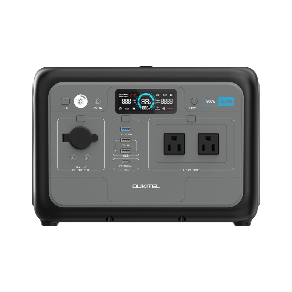 OUKITEL P800E Portable Power Station — 800W 512Wh LiFePO4 Solar Generator for Home Backup & Camping