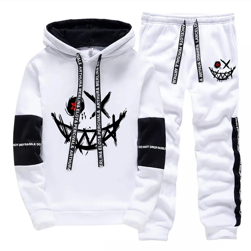 Men's Printed Hoodie & Sweatpants Streetwear Tracksuit – Casual Outdoor Sport Set