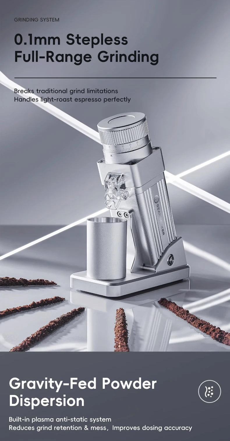 Electric Burr Coffee Grinder — 72W Conical Burr, 11+ Grind Settings, Aluminum Body