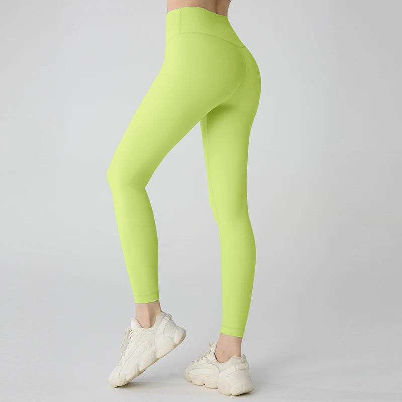 High-Waist Hip-Lifting Yoga Leggings — Breathable Nylon Fitness Running & Cycling Sports Pants, 19 Colors