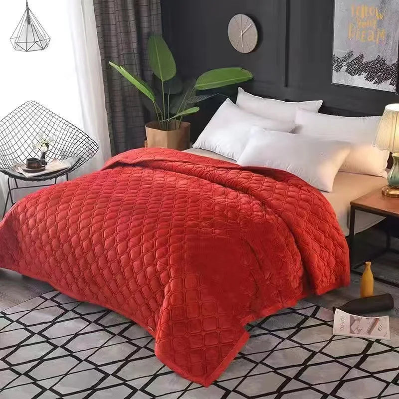 Velvet Quilted Bed Cover Blanket – Solid Color Anti-Slip Bedspread, King & Queen, 270x230cm