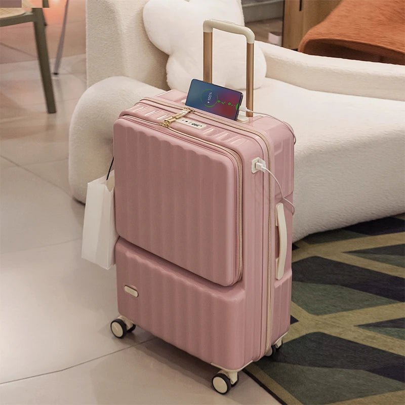 20/24" Multifunctional Trolley Carry-On Suitcase — Dry & Wet Separation, Customs Lock, Universal Wheels