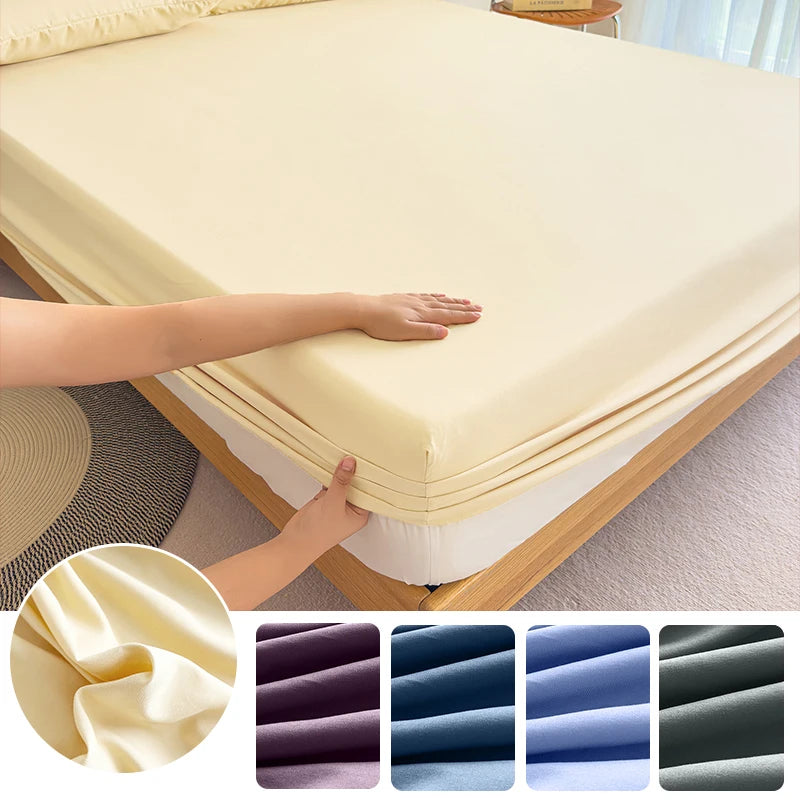Fitted Bed Sheet with Elastic Band – Solid Color, 90-180x200cm, 100% Polyester, Single to King