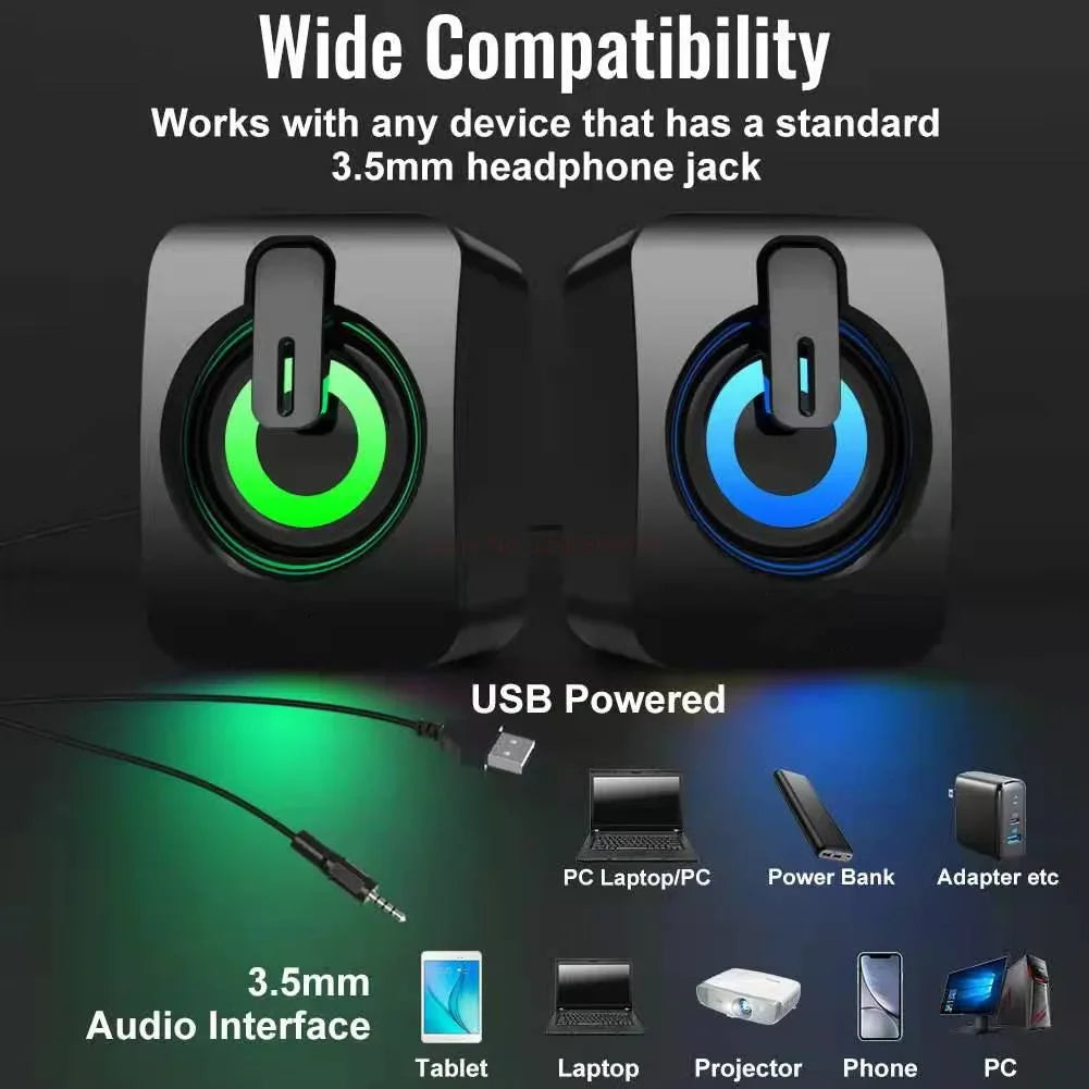 USB Wired Computer Speaker with Microphone — High Fidelity Stereo Desktop